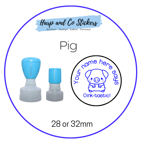 28 or 32mm Personalised Merit Stamp - Pig