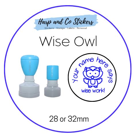 28 or 32mm Personalised Round Stamp - *Wise Owl* - Great for the classroom!