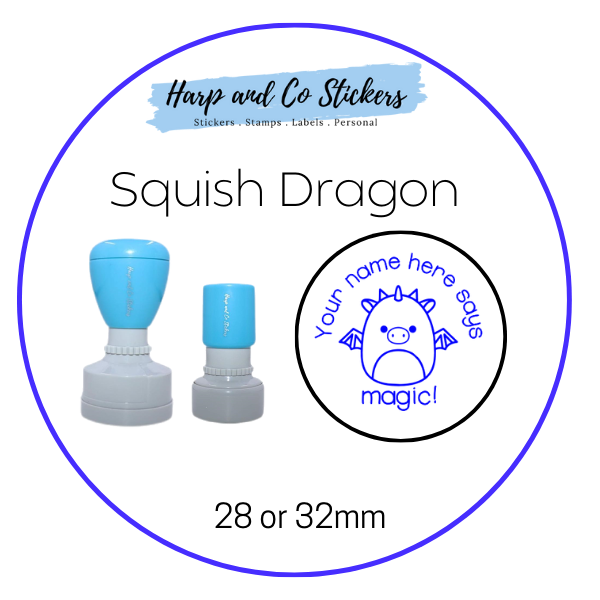 28 or 32mm Personalised Merit Stamp - Squish Dragon