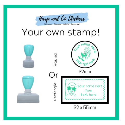 32mm Round or 32x55mm Rectangle Personalised Stamp - Personalise You