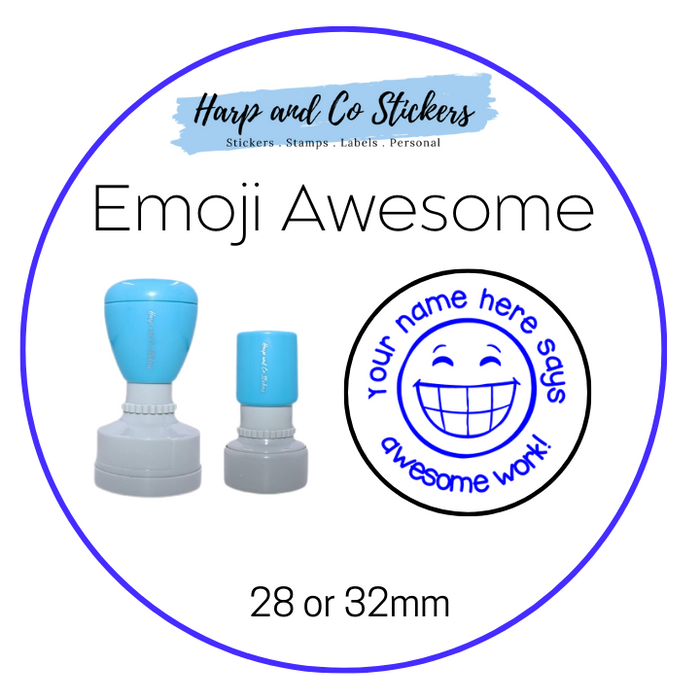 28 or 32mm Personalised Merit Stamp - *Emoji Awesome* - Great for the classroom!