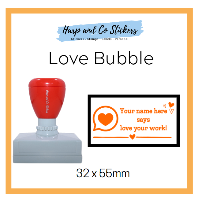 Personalised Rectangle 32 x 55mm stamp - Love Bubble