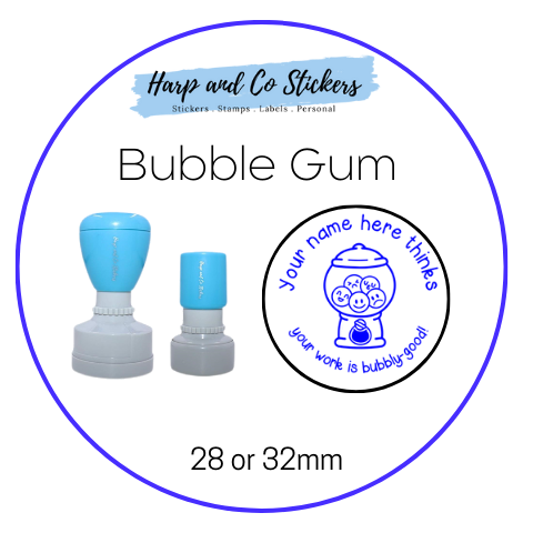 28 or 32mm Personalised Round Stamp - *Bubble Gum* - Great for the classroom!