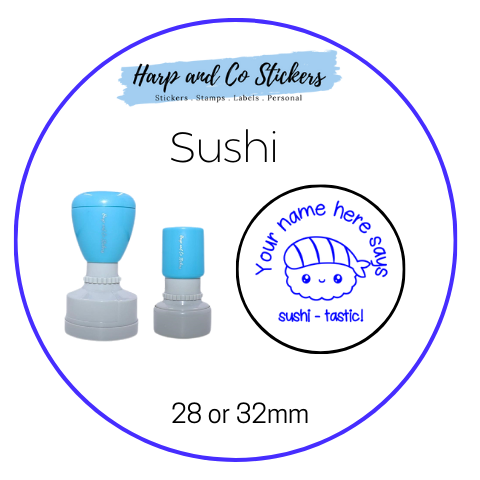 28 or 32mm Personalised Round Stamp - Sushi