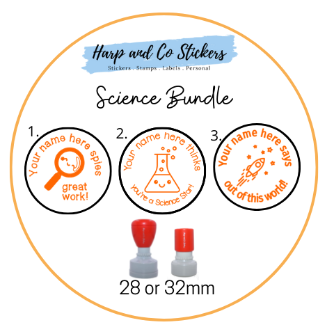 28 or 32mm Personalised Stamp Bundle - 3 Science stamps