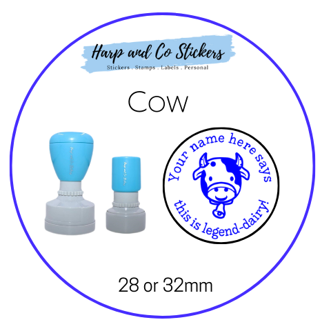 28 or 32mm Personalised Round Stamp - Cow