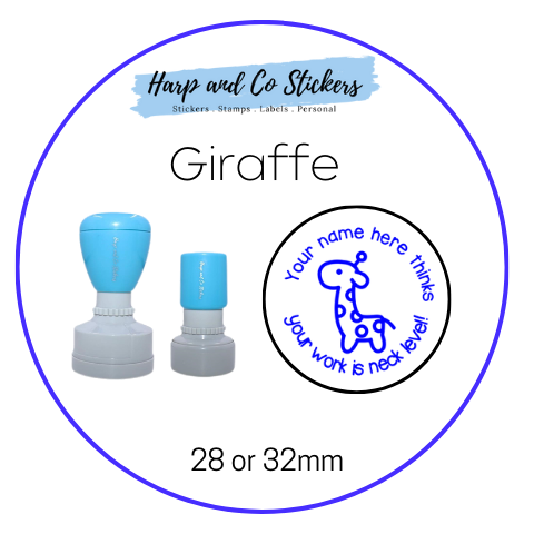 28 or 32mm Personalised Round Stamp - Giraffe