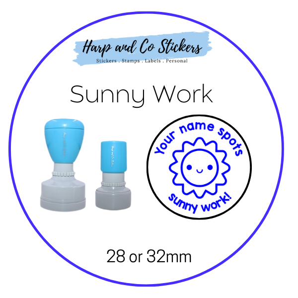 28 or 32mm Personalised Merit Stamp - Sunny Work