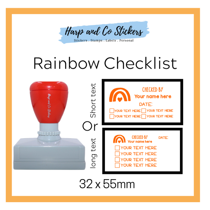 Editable32 x 55mm - Rainbow - Personalised Checklist self inking stamp