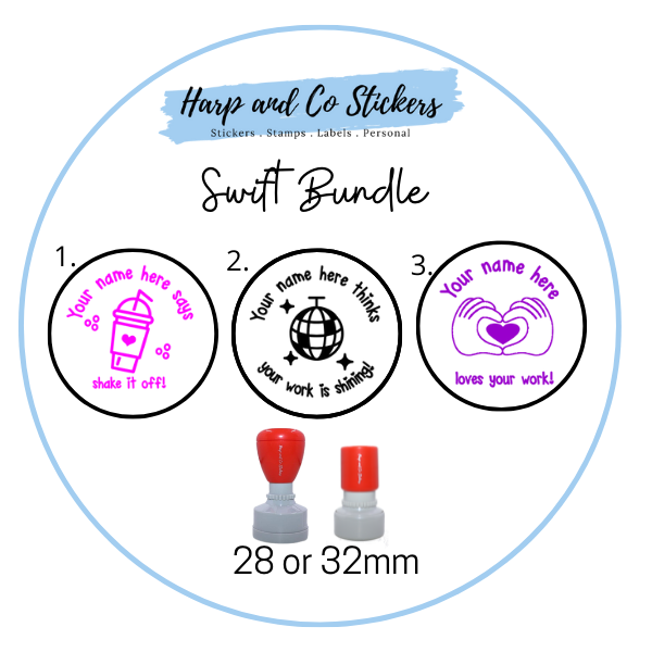 28 or 32mm Personalised Stamp Bundle - 3 Swift Stamps