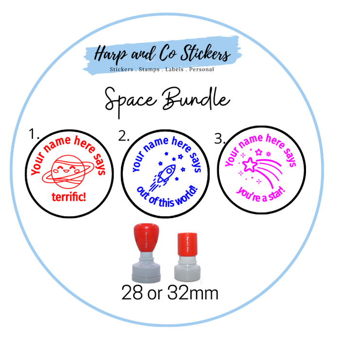 28 or 32mm Personalised Stamp Bundle - 3 Space Stamps
