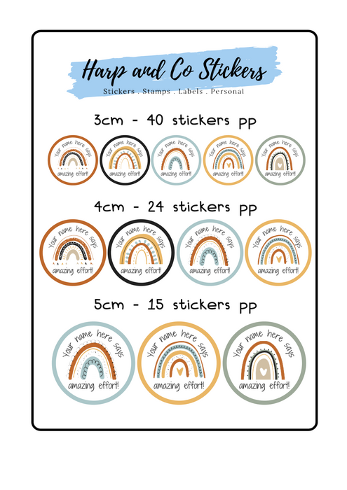 Personalised stickers - Autumn Rainbows