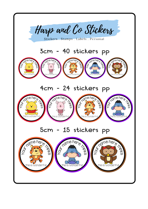 Personalised stickers - Bear and Friends