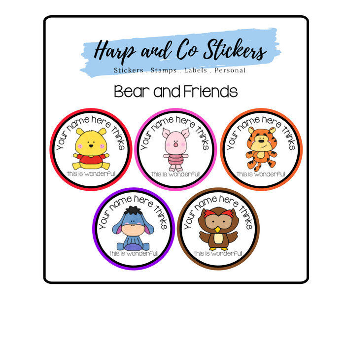 Personalised stickers - Bear and Friends