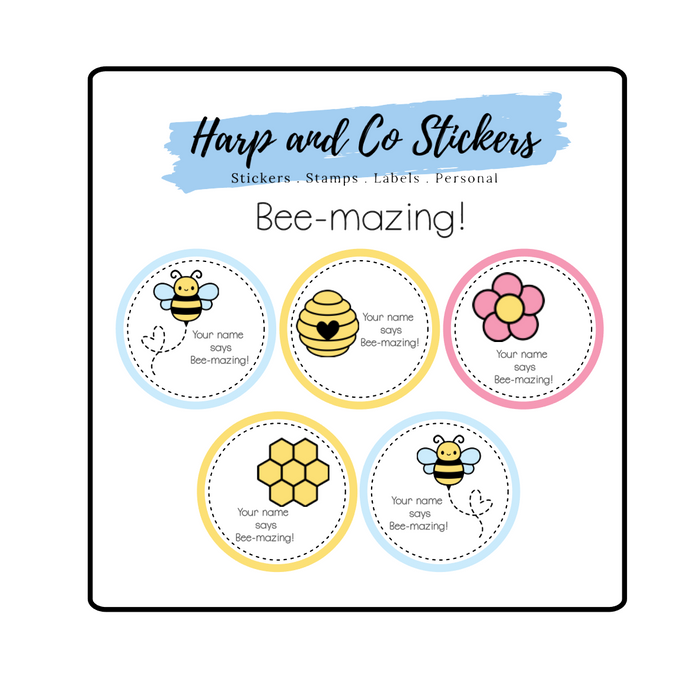 Personalised stickers - Bee-mazing!
