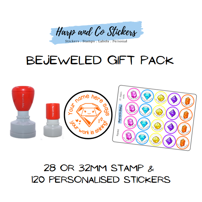 Gift Pack 28 or 32mm Stamp + 120 Stickers - Bejeweled