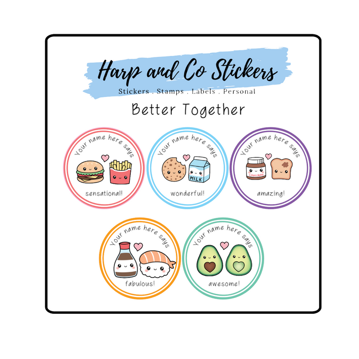 Personalised stickers *Better together*- Teacher/Birthday/Party stickers