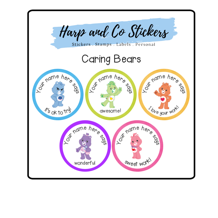 Personalised stickers - Caring Bears