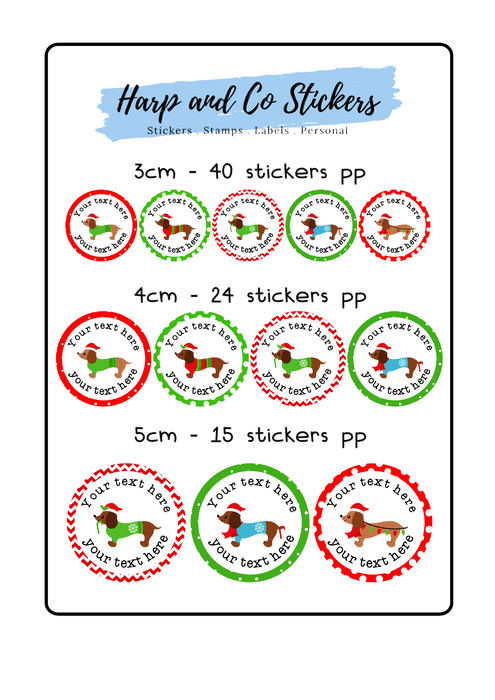 Personalised stickers - Christmas Dachshund