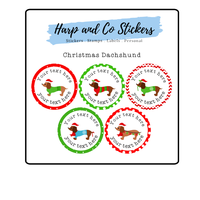 Personalised stickers - Christmas Dachshund