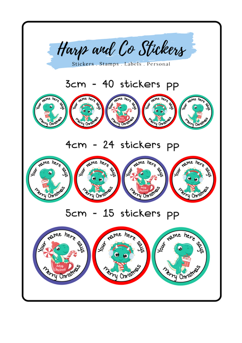 Personalised stickers - Christmas Dino