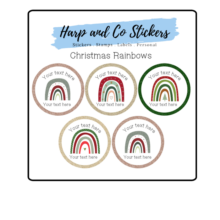 Personalised stickers - Christmas Rainbow