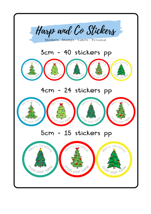 Personalised stickers - Christmas Trees