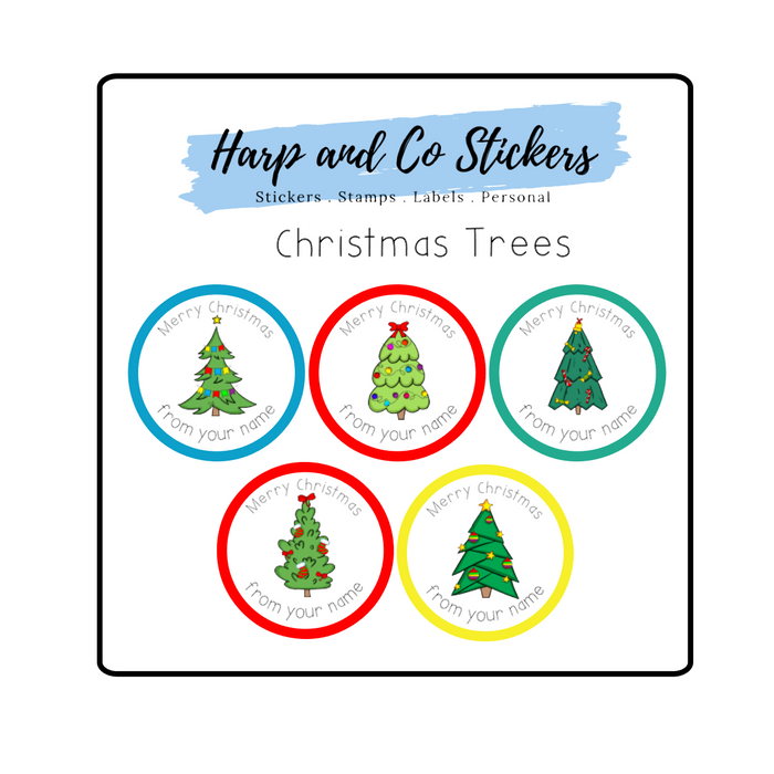 Personalised stickers - Christmas Trees