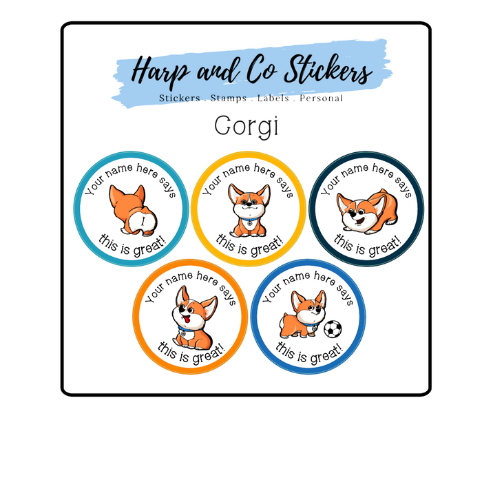 Personalised stickers - Corgi