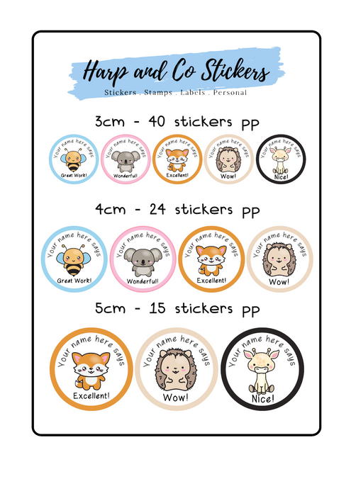 Personalised stickers *Cute Animals*- Teacher/Birthday/Party stickers