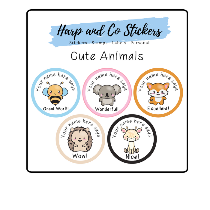 Personalised stickers *Cute Animals*- Teacher/Birthday/Party stickers