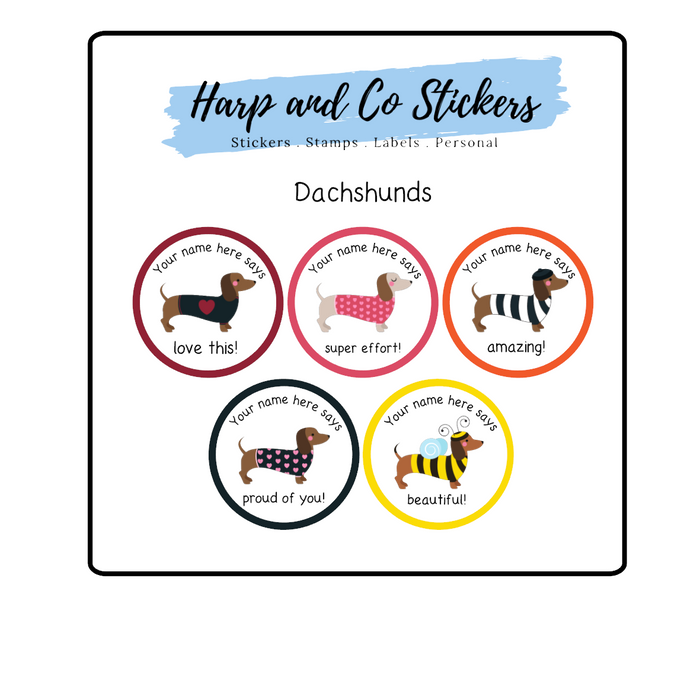 Personalised stickers - Dachshunds