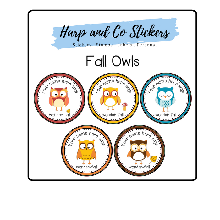 Personalised stickers - Fall Owls