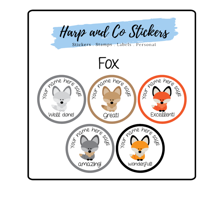 Personalised merit stickers - Fox
