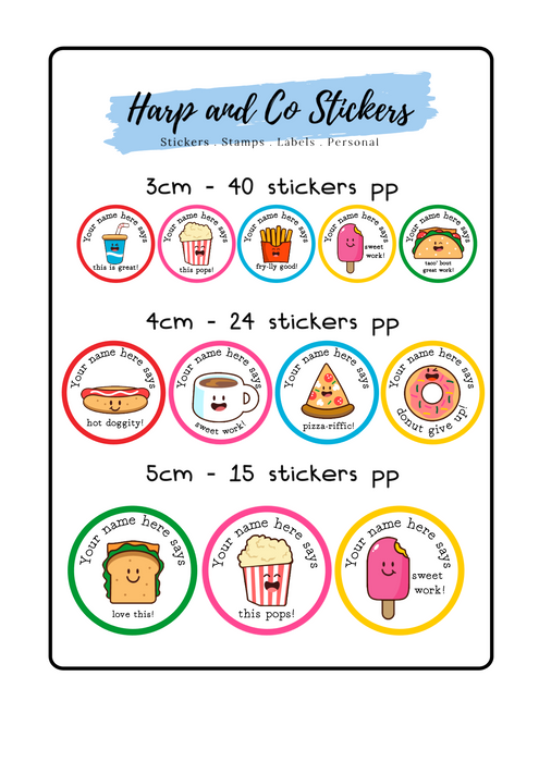 Personalised stickers - Funny Food