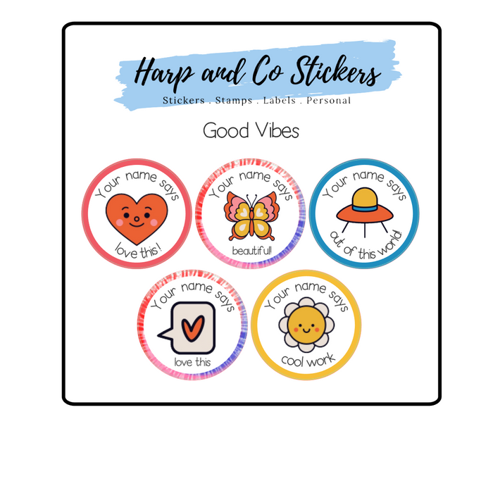 Personalised stickers - Good Vibes