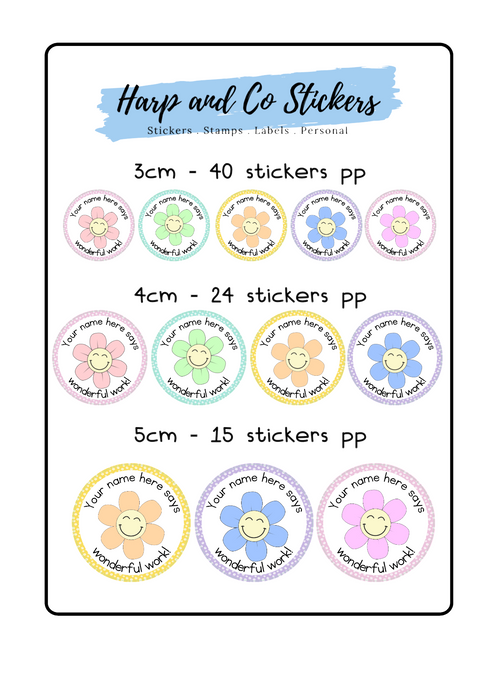 Personalised stickers - Happy Flower