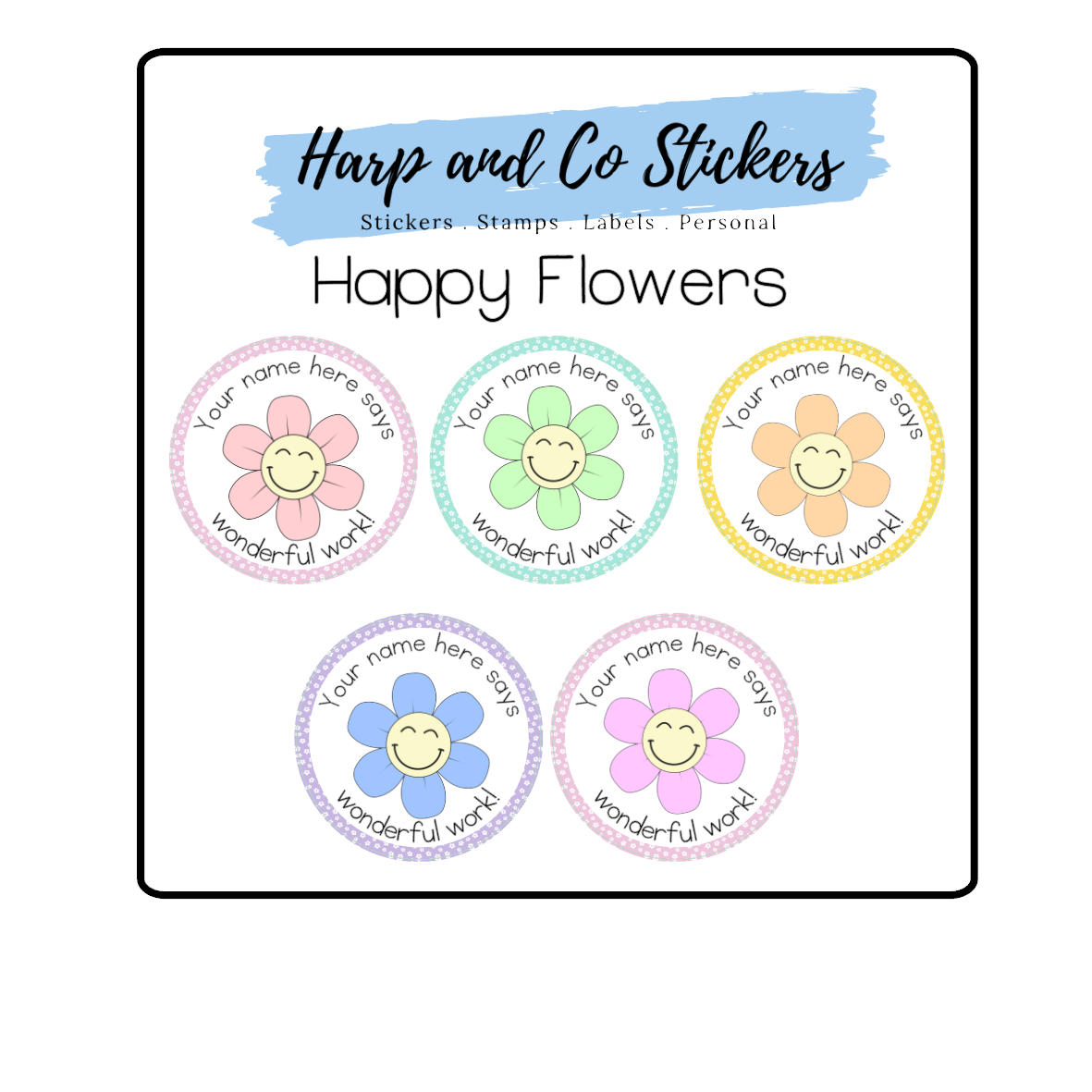 Happy Flower — Harp & Co Stickers