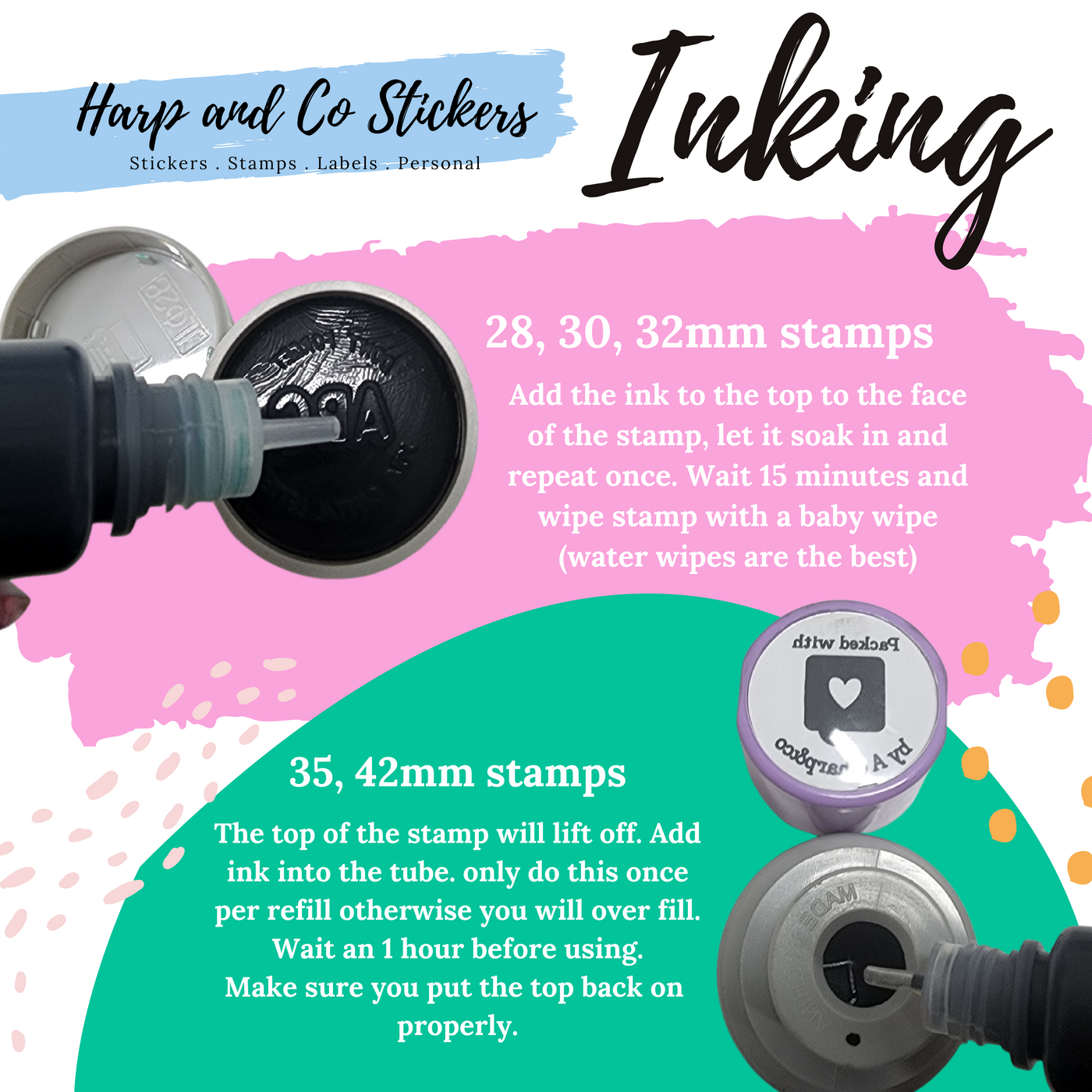 Flash Stamp Ink Refills 3ml, 5ml and 10ml — Harp & Co Stickers
