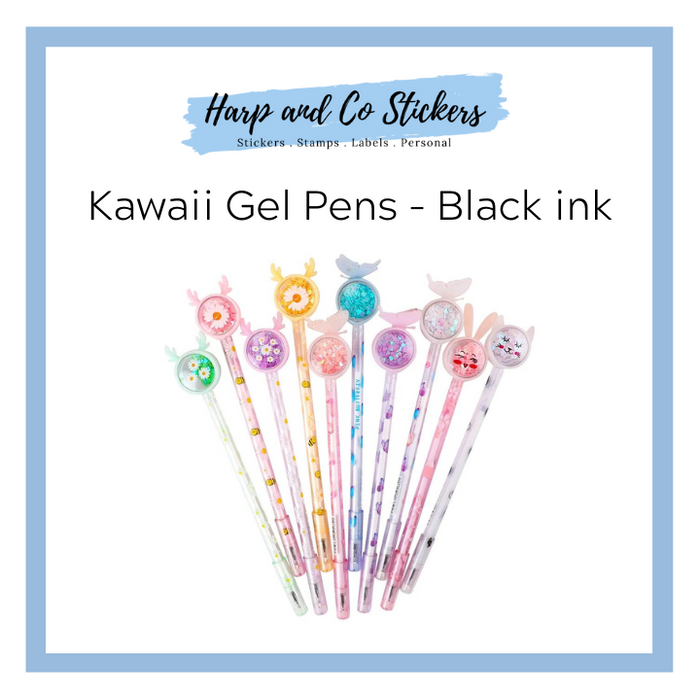 Kawaii Gel Sequin Pens (Black ink) - Assorted Designs