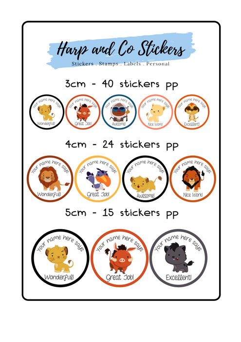 Personalised stickers - Lion Family
