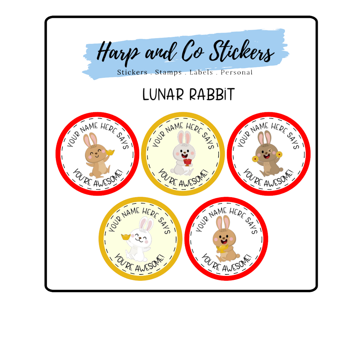 Lunar Rabbit Ink Lunar Rabbit — Harp & Co Stickers