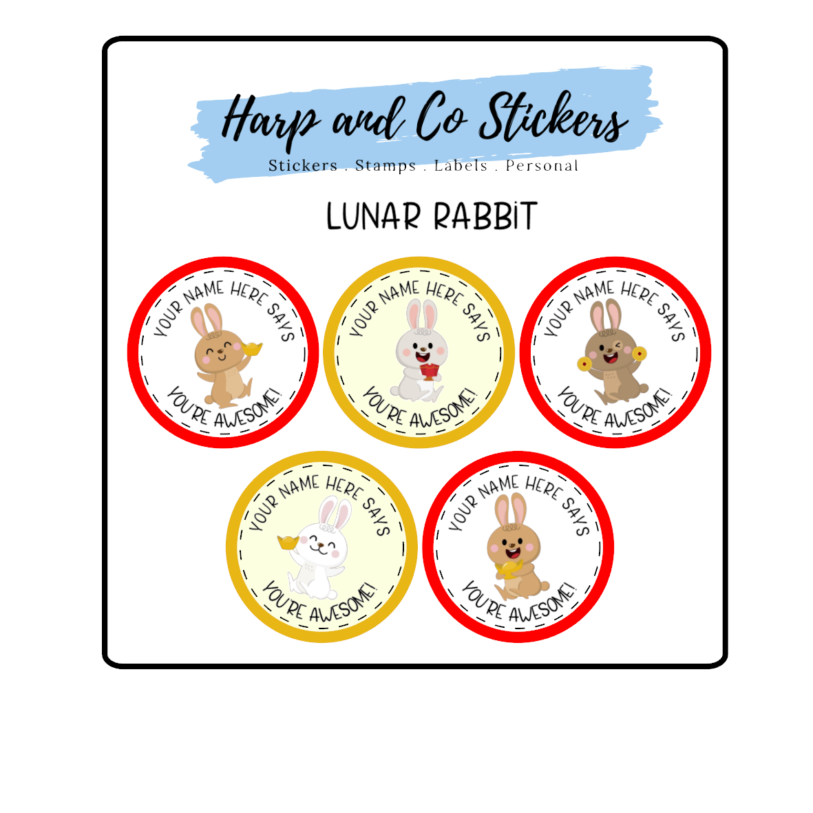 Singer Rabbit Mac Sticker Lunar Rabbit — Harp & Co Stickers