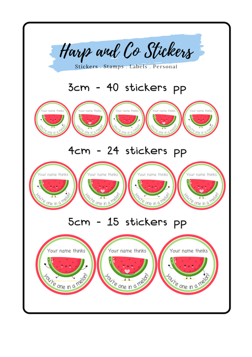 Personalised stickers - One in a Melon