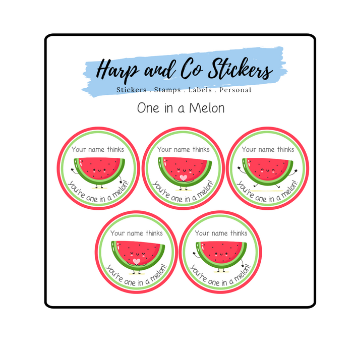 Personalised stickers - One in a Melon