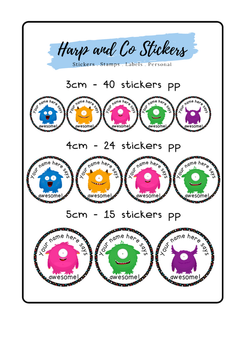 Personalised stickers - Monster