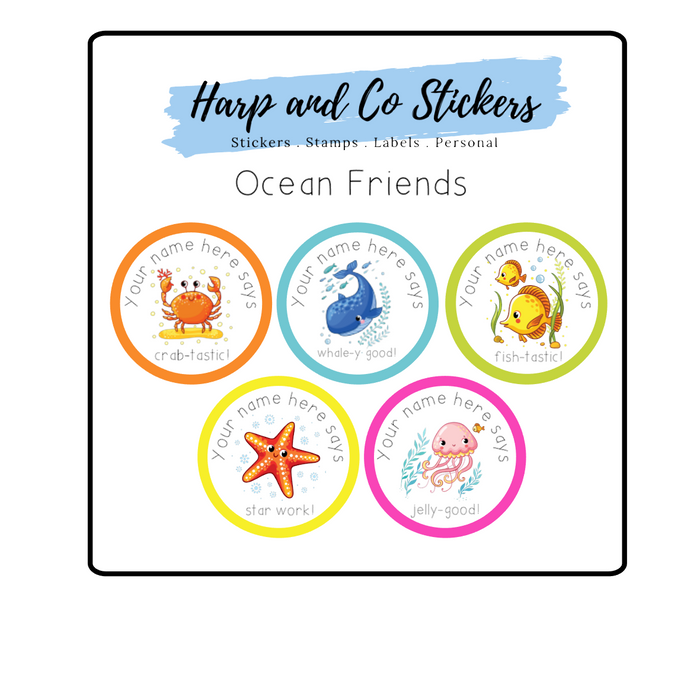 Personalised stickers - Ocean Friends