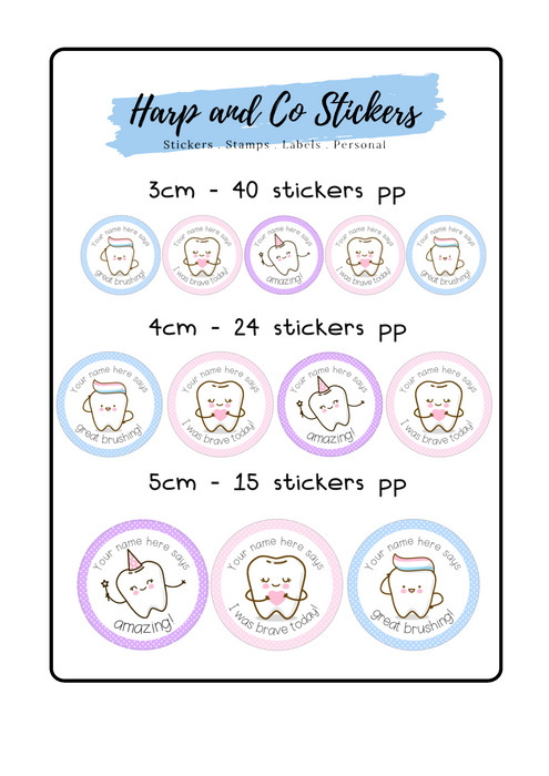 Personalised stickers - Pastel Dental