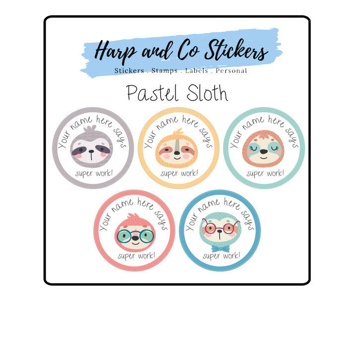Personalised stickers - Pastel Sloths