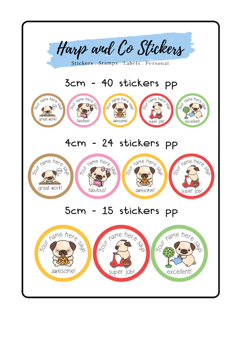 Personalised stickers - Pugs